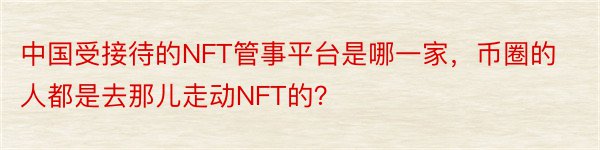 中国受接待的NFT管事平台是哪一家，币圈的人都是去那儿走动NFT的？