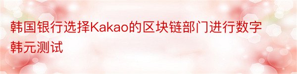 韩国银行选择Kakao的区块链部门进行数字韩元测试